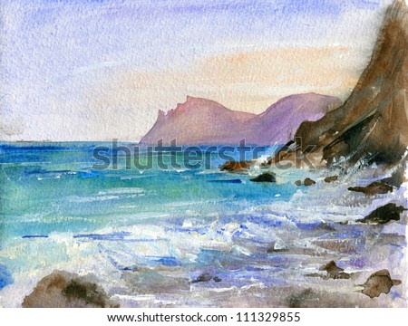 seascape watercolor painting