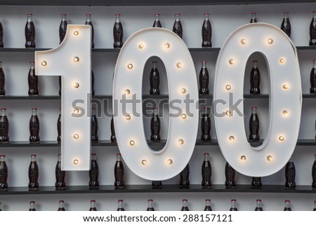 BUCHAREST, ROMANIA - June 18,2015: To celebrate the 100th birthday of the Coca-Cola contour bottle, a pop-up store will be open between June 18 to 24 at University Square in Bucharest.