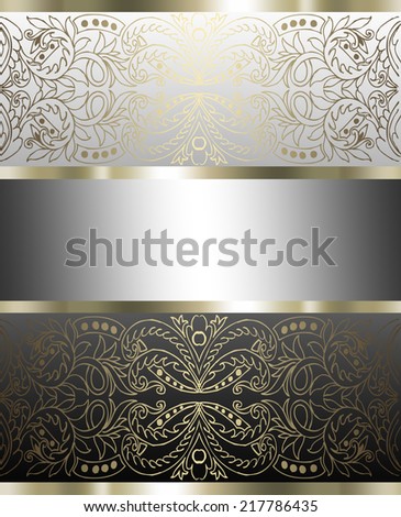 Stylish background silver and gold with tape design layout , copy space for text