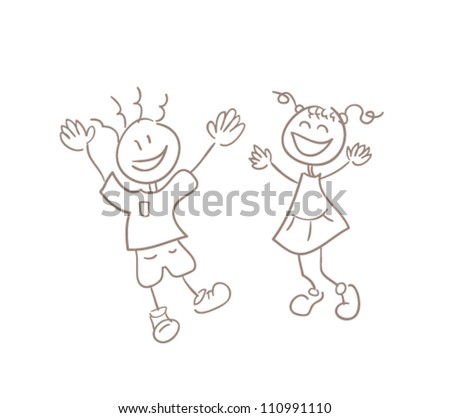 Illustration Of Simple Hand Drawn Kids , Original Sketch - 110991110 ...