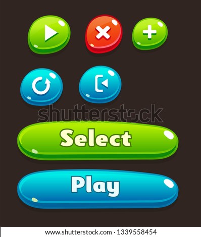 Collection of vector buttons for mobile games