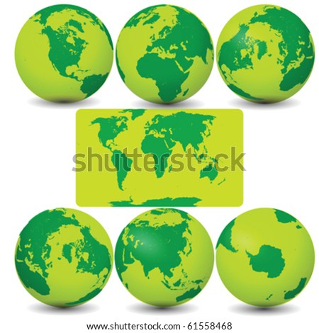 Collection of Earth Globes Vector