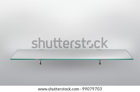 Glass Shelf on grey background