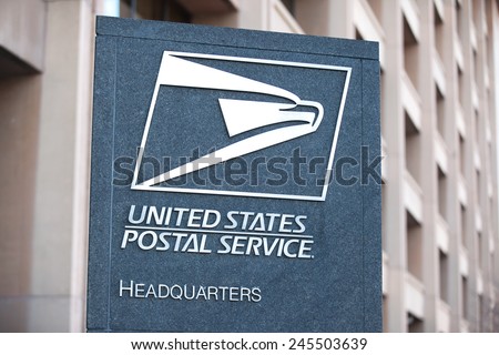WASHINGTON, DC - DECEMBER 26: Sign outside the United States Postal Service Headquarters in downtown Washington, DC on December 26, 2014.