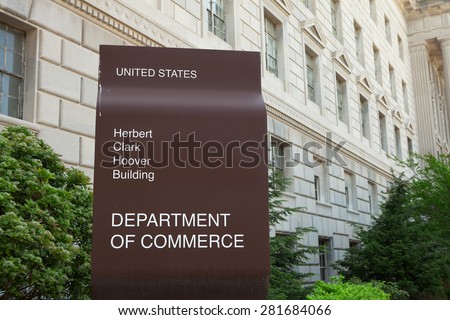 WASHINGTON, DC - MAY 4: Department of Commerce Headquarters in Washington, DC on May 4, 2015. The mission of the department is to create the conditions for economic growth and opportunity.