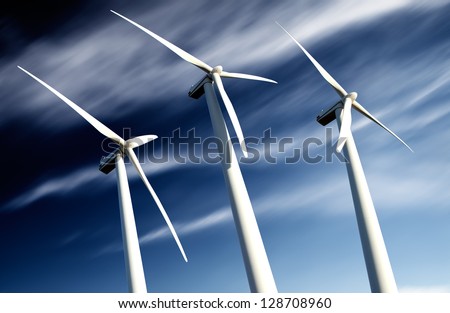 powerful and ecological energy concept .Industrial wind installation