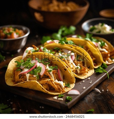 Similar – Image, Stock Photo Tasty salad on wooden stand served on decorated table outside