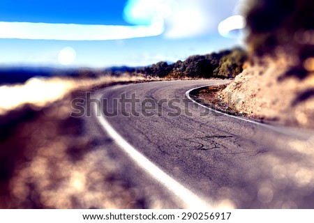 Asphalt and travel concept.Road and sunset.