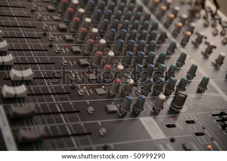 partial view of a sound control desk