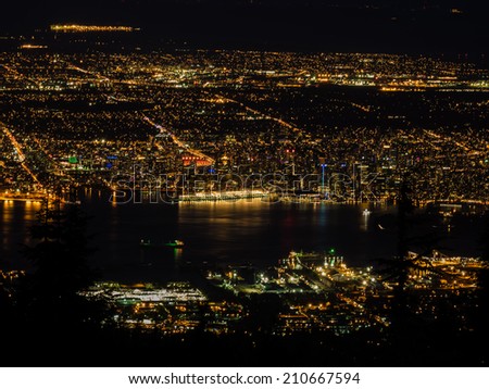 Vancouver night view from the top of Grouse Mountain