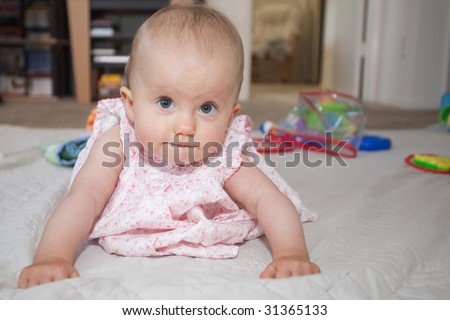 Babies usually learn to crawl before they develop walking skills. For humans it usually means moving on knees and hands, with support from the toes.
