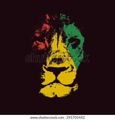 Vector background with lion head. Rasta background.Vector illustration.