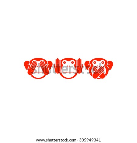 See no evil, hear no evil, speak no evil. Vector illustration.