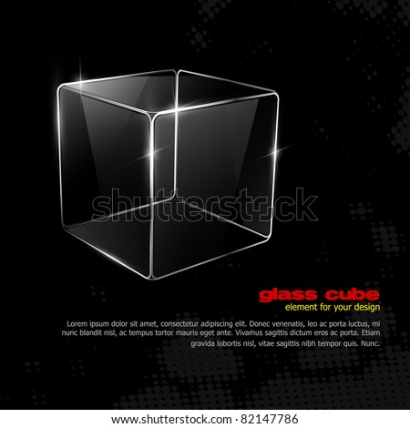 Glass cube. Element for your design. Eps10