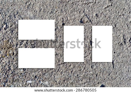 Business cards mockup over stone background. Can be used for the presentation of the brand, company or person. Business card are clipped. 90x50mm
