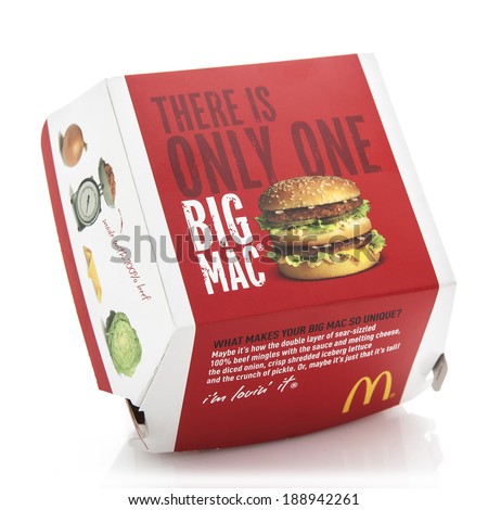 SWINDON, UK - APRIL 24, 2014: McDonalds Big Mac on a white background