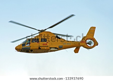 ROTTERDAM, NETHERLANDS - SEPTEMBER 09: Army helicopter from the SAR is flying during the world harbor days on 9 september 2012 Rotterdam the Netherlands