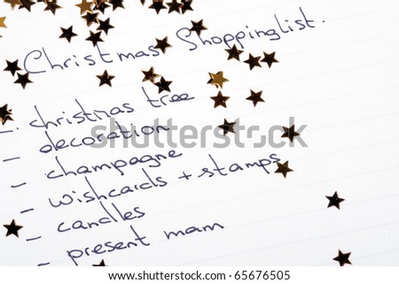 Christmas shopping list; can be used as background