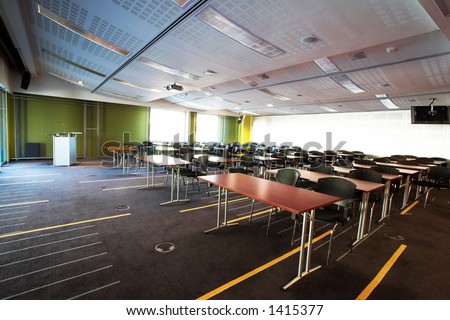 The interior of a modern conference room