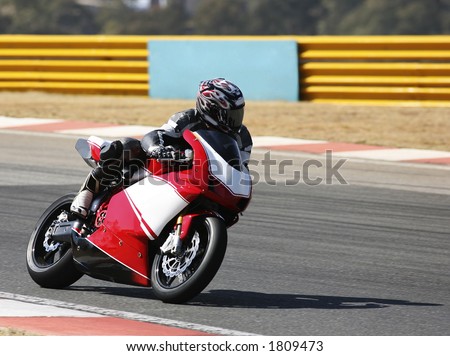 High speed Superbike on the circuit  (all Logos and Trademarks removed)