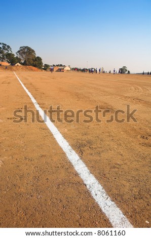 Boundary lines on rural football field