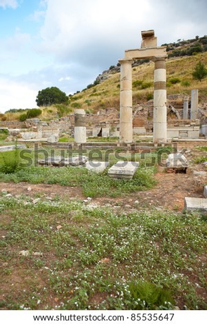 The old ruins of the city of Ephesus in modern day Turkey. The Precint for Artemis and the Emperor 1 BC