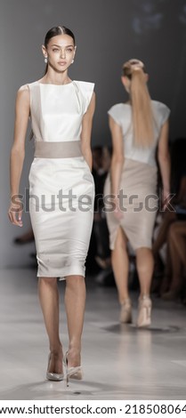 New York, NY, USA - September 09, 2014: Model walks runway for Pamella Roland Spring 2015 Runway show during Mercedes-Benz Fashion Week New York at the Salon at Lincoln Center, Manhattan