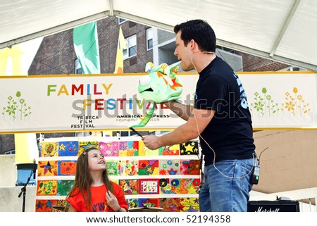 NEW YORK - MAY 01: Actor John Tartaglia performs onstage at the Family Festival Street Fair during the 2010 Tribeca Film Festival on May 1, 2010 in NYC
