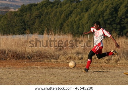 PRETORIA, SOUTH AFRICA - FEBRUARY 6: Local teams B-House and Timpro in a friendly match. Soccer fever is running high with the world cup only weeks away. February 6, 2010 in Pretoria, South Africa