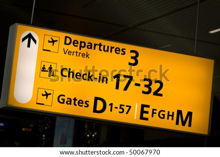 Airport Sign At Schiphol, Amsterdam Airport, The Netherlands (Holland ...