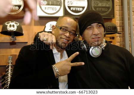 NEW YORK - DECEMBER 1 - ESPN anchor Stuart Scott and DJ Kid Capri at the New Era launch party for Johnny Nunez Limited Edition 59FIFTY CAP at the New Era Flagship store in New York on December 1, 2010.