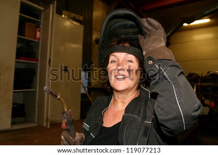 Female welder