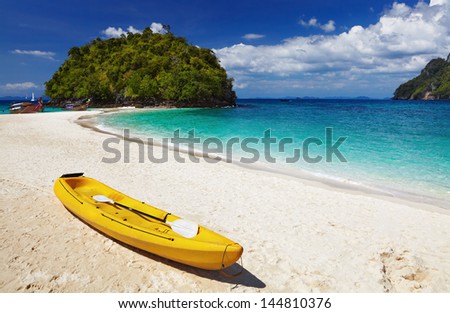 Kayak on the tropical beach, Andaman sea, Thailand