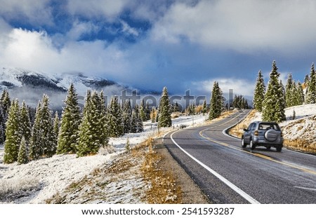 Similar – Image, Stock Photo Road trip on cloudy day