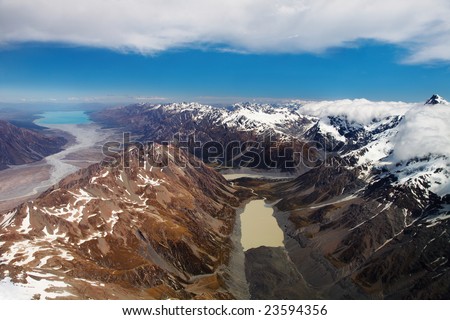 Southern Alps, New Zealand, bird's-eye view