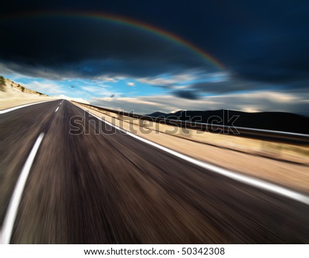 Road in desert with motion blur