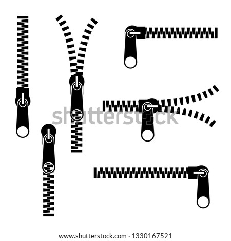 Zippers on a white background. Vector illustration