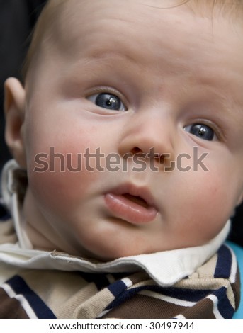 Baby looking surprised with eyes wide open