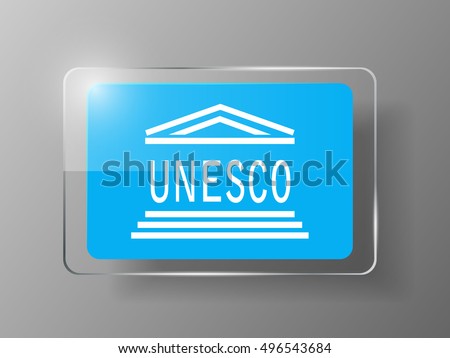 UNESCO Flag Glossy Button. Vector illustration.