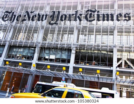 NEW YORK CITY, NY - JUNE 3: Famous newspaper, The New York Times Building on June 3rd, 2012, New York, NY.