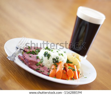 Traditional corned beef dinner