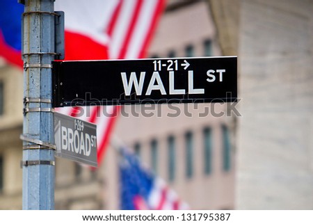 Wall St and Broad St street sign in NYC