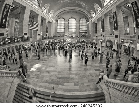 NEW YORK CITY - SEPTEMBER 22: Famous New York City landmark Grand Central Station (has more than 44 tracks and 67 platforms) full of tourists and commuters on September 22, 2013 in New York, New York