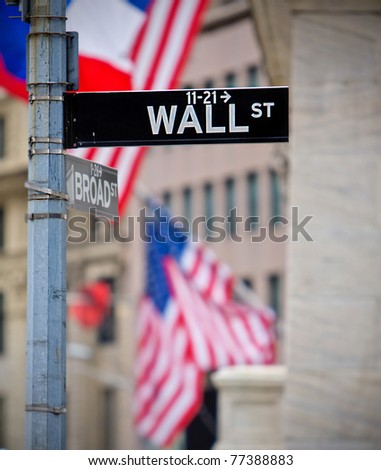 Wall St and Broad St street sign in NYC