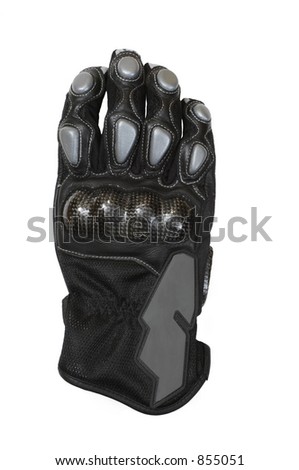 Motorcycle glove with carbon fiber knuckles.