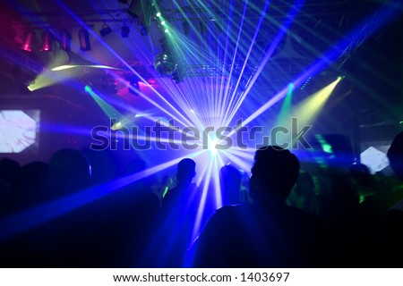 Blue Laser At A Night Club. Stock Photo 1403697 : Shutterstock