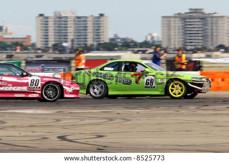 Race car drifting.