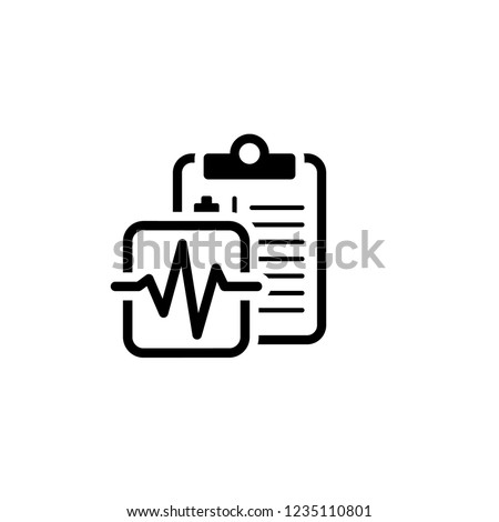 Medical Services and Health Care Flat Icon Design. Clipboard with Cardiogram