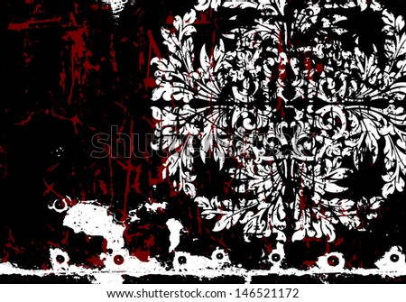 grunge abstract floral background with floral elements
