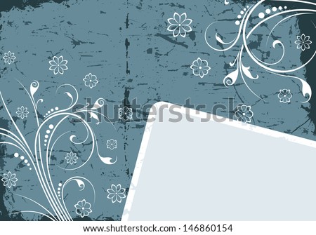 Frame on a grunge background with floral elements